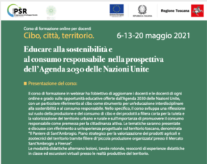 (Italiano) Cibo, città, territorio. Corso di formazione online per docenti. (6-13-20 Maggio)